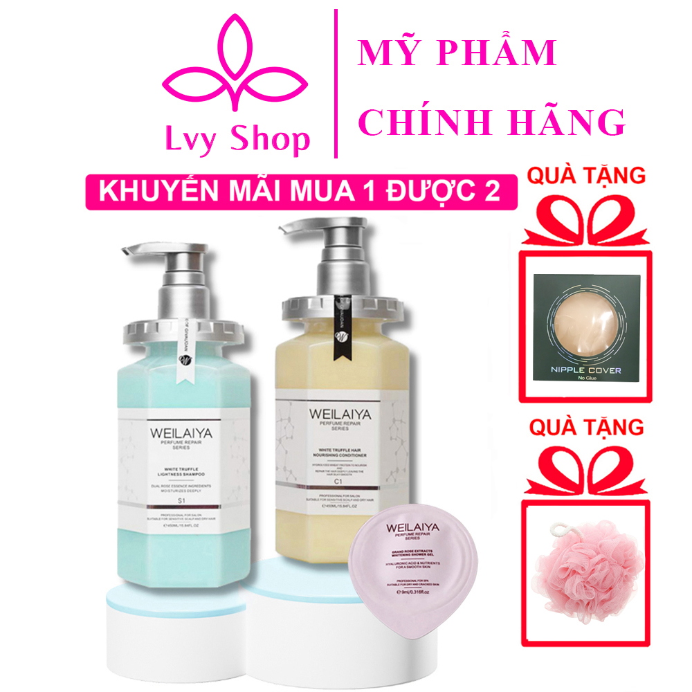 Dầu gội Weilaiya nấm Truffle phục hồi tóc hư tổn nhuộm xơ nuôi dưỡng da đầu cho tóc chắc khỏe từ chân tóc gội 450ml xả 450ml Lvy Shop