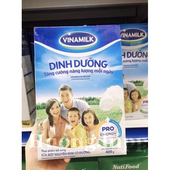 Sữa bột nguyên kem Vinamilk hộp giấy 400gr