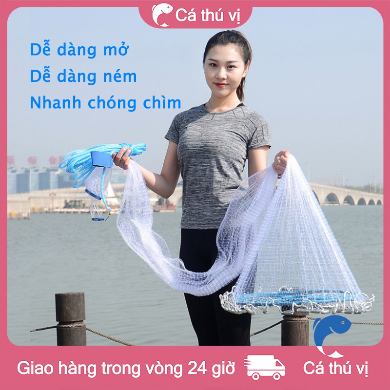 Lưới đánh cá, lưới đánh cá 360CM, lưới đánh cá với đĩa frisbee, lưới đánh cá trắng, lưới đánh cá truyền thống, lưới đánh cá ngoài trời, quà tặng，Công cụ câu cá chuyên nghiệp