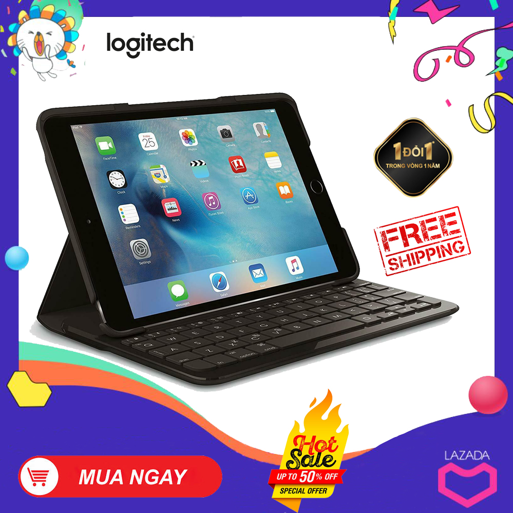 [HCM]Bao da Kèm Bàn Phím Bluetooth Logitech Focus Dành cho iPad Mini 4 (Vừa cho Mini 5) Pin sử dụng được 6 tháng cho mỗi lần sạc - Hàng chính hãng - Bảo hành 1 năm