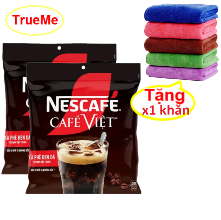 [Tặng Khăn Cao Cấp] Combo x2 túi Nescafe Café Đen Đá Việt 35 gói x 16g/Túi - Ca Phê Đen Đá - Cafe Viet - Ca phe hoa tan - coffee - nescafe viet - true me - ca phe chon - viet35 TrueMe TrueMeNews LazadaTrueMe