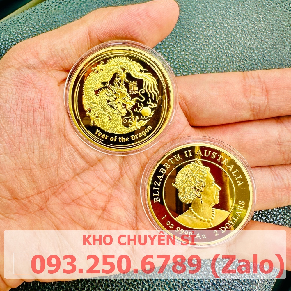 Đồng Xu Hình Rồng của Úc mạ kim loại vàng phát hành Tết 2024