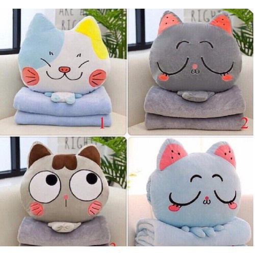 Bộ chăn gối mèo hình thú 3in1 - chọn mẫu