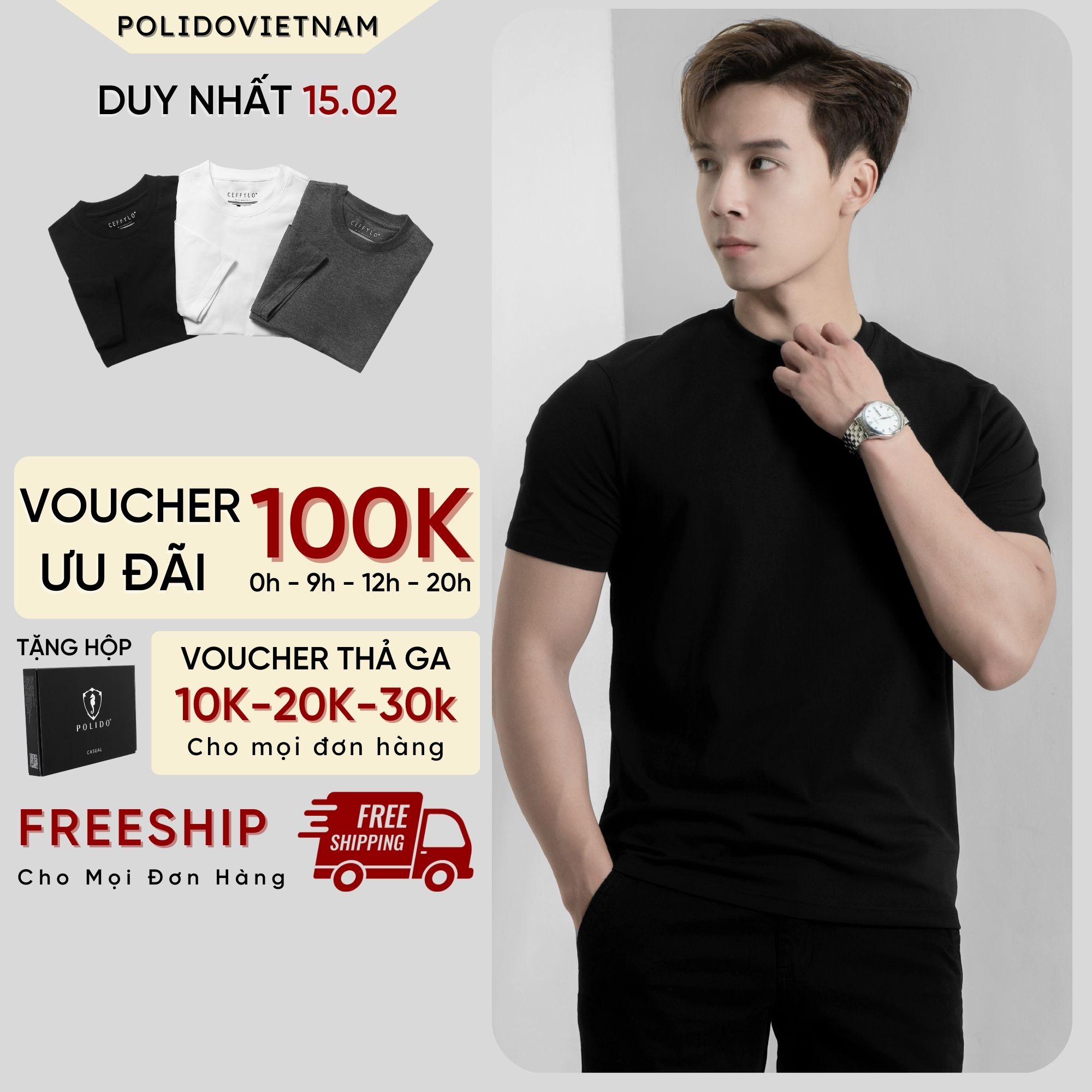 Áo Phông Cộc Tay Nam Màu Đen Chất Cotton Phong Cách Basic Form slimfit