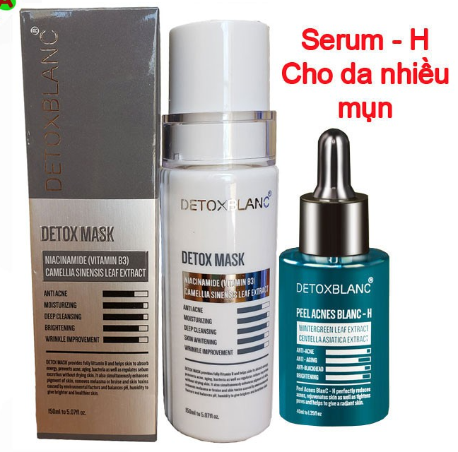 [Có video] Bộ đôi Serum mụn Và Mặt nạ sủi bọt thải độc trắng da Detox BlanC