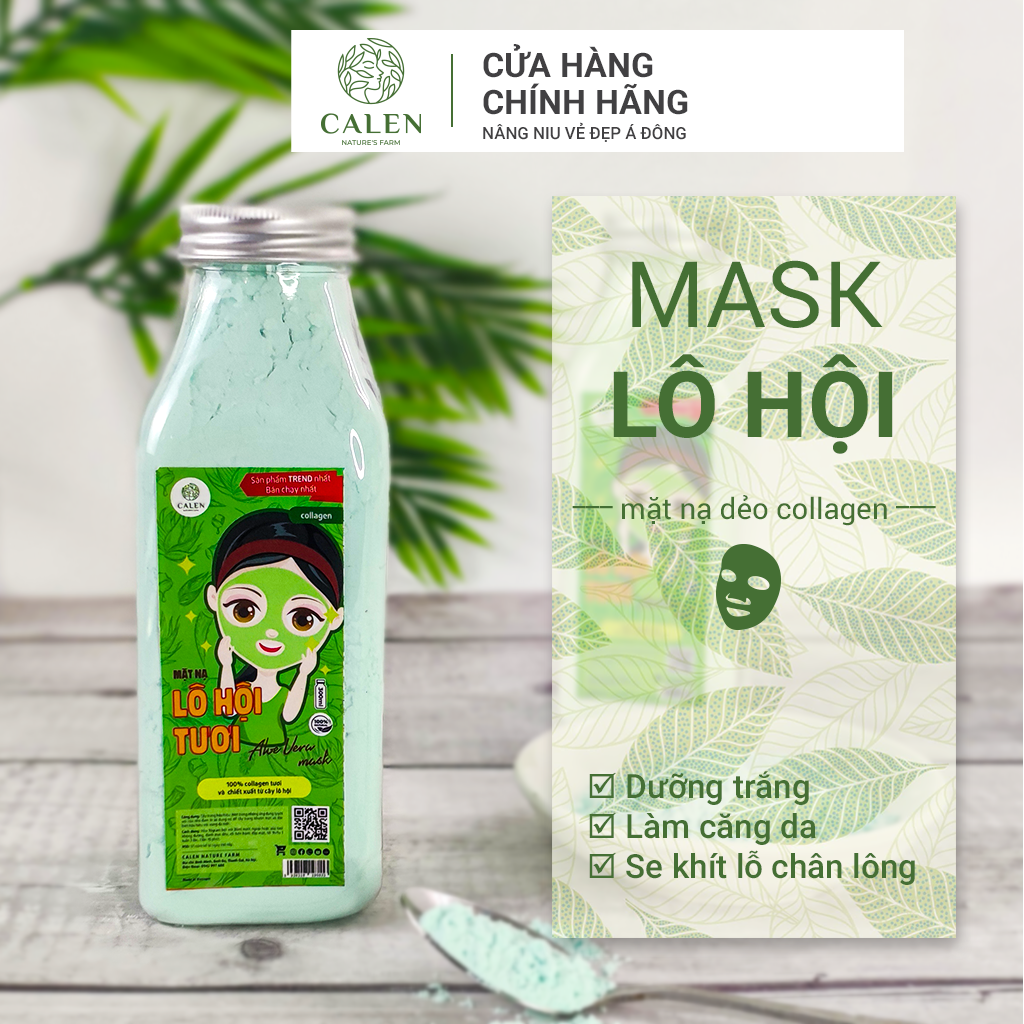 Bột mặt nạ lô hội đắp mặt nguyên chất CALEN - Đắp mặt - Rửa mặt - Giúp tẩy da Dưỡng trắng da