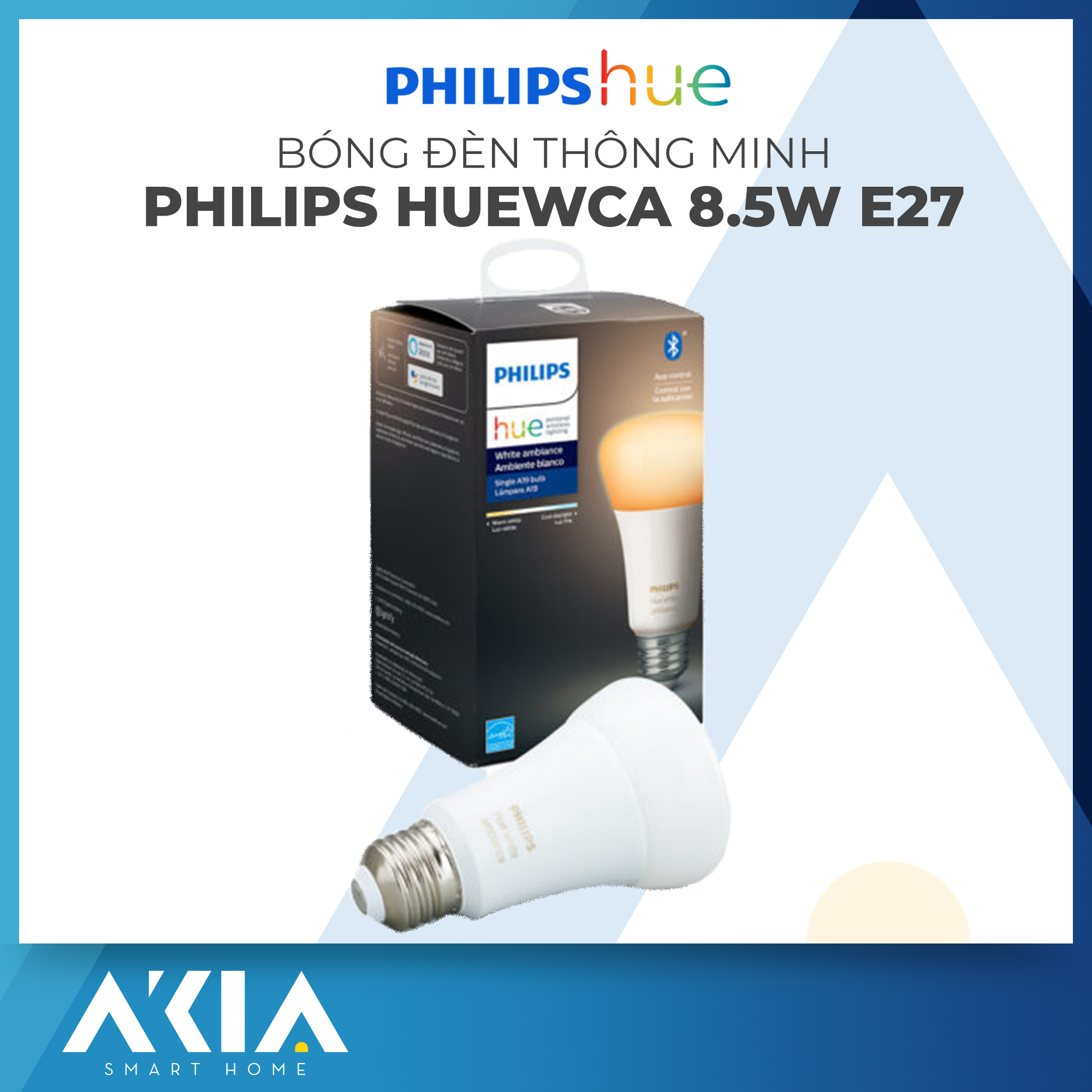 Bóng đèn thông minh philips hue huewca 8.5w a60 e27 - kết nối bluetooth, điều khiển độ sáng qua app - hàng chính hãng