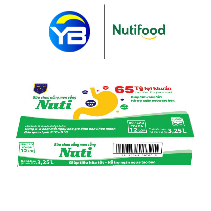 Nuti thùng 50 chai sữa chua uống men sống tu.scuntyb - thương hiệu nutifood - yobal