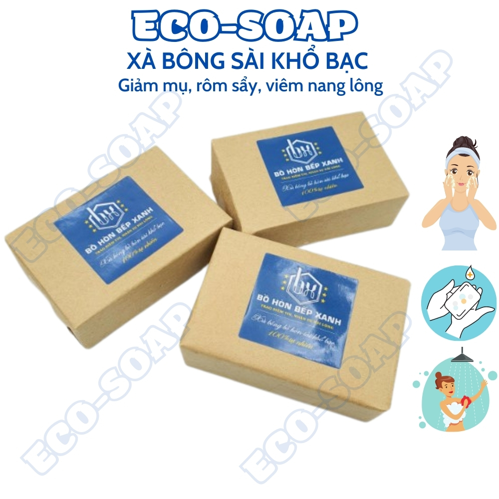 Xà Bông Bồ Hòn Sài Khổ Bạc ECOSOAP giảm mụn lưng rôm sảy mẩn ngứa viêm nang lông mùi bạc hà dùng cho cả em bé và người dị ứng cơ địa Xà Phòng Sài Khổ Bạc ECOSOAP hoàn toàn từ thiên nhiên an toàn tuyệt đối