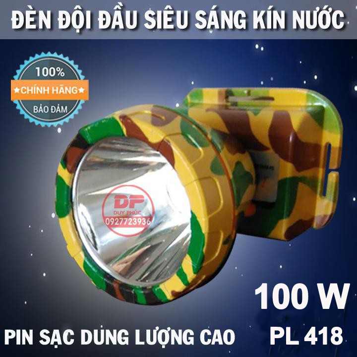 ĐÈN ĐỘI ĐẦU 100W PL 418  PL 412 , ĐÈN PIN LED SẠC ĐIỆN , SIÊU SÁNG CHỐNG NƯỚC