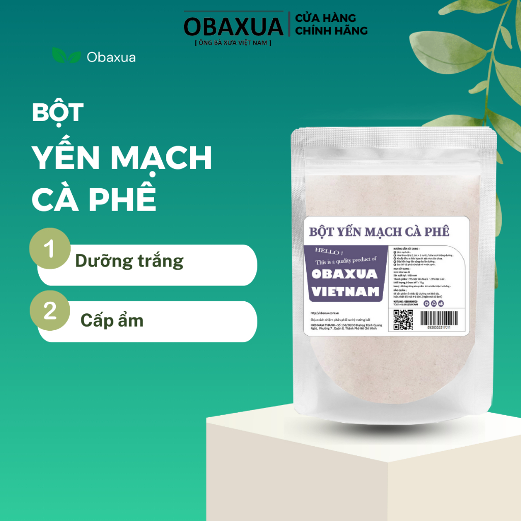 Bột yến mạch cà phê obaxua - dưỡng trắng , tẩy da chết nhẹ , mờ thâm