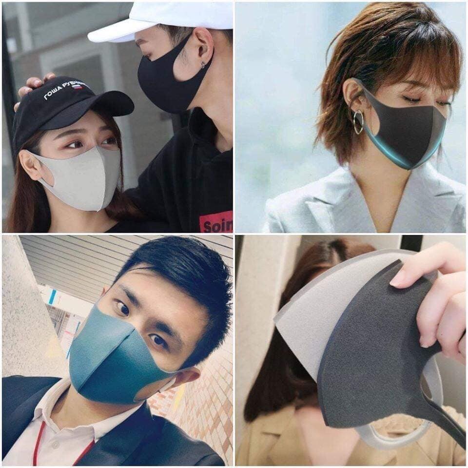 COMBO 10 Khẩu trang 3D vải su kiểu Hàn Quốc, tái sử dụng chống bụi, kháng khuẩn, ngăn virus