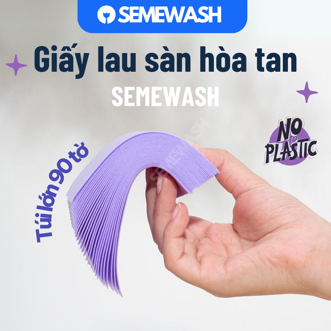 Semewash Dissolvable Floor Cleaning Paper with Lavender Scent, Multi-Purpose Antibacterial
