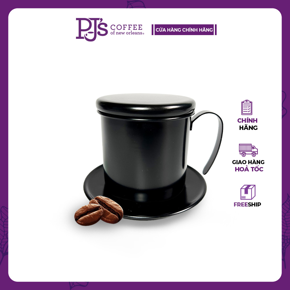 Phin pha cà phê pj's coffee inox cao cấp mạ đen – 170ml