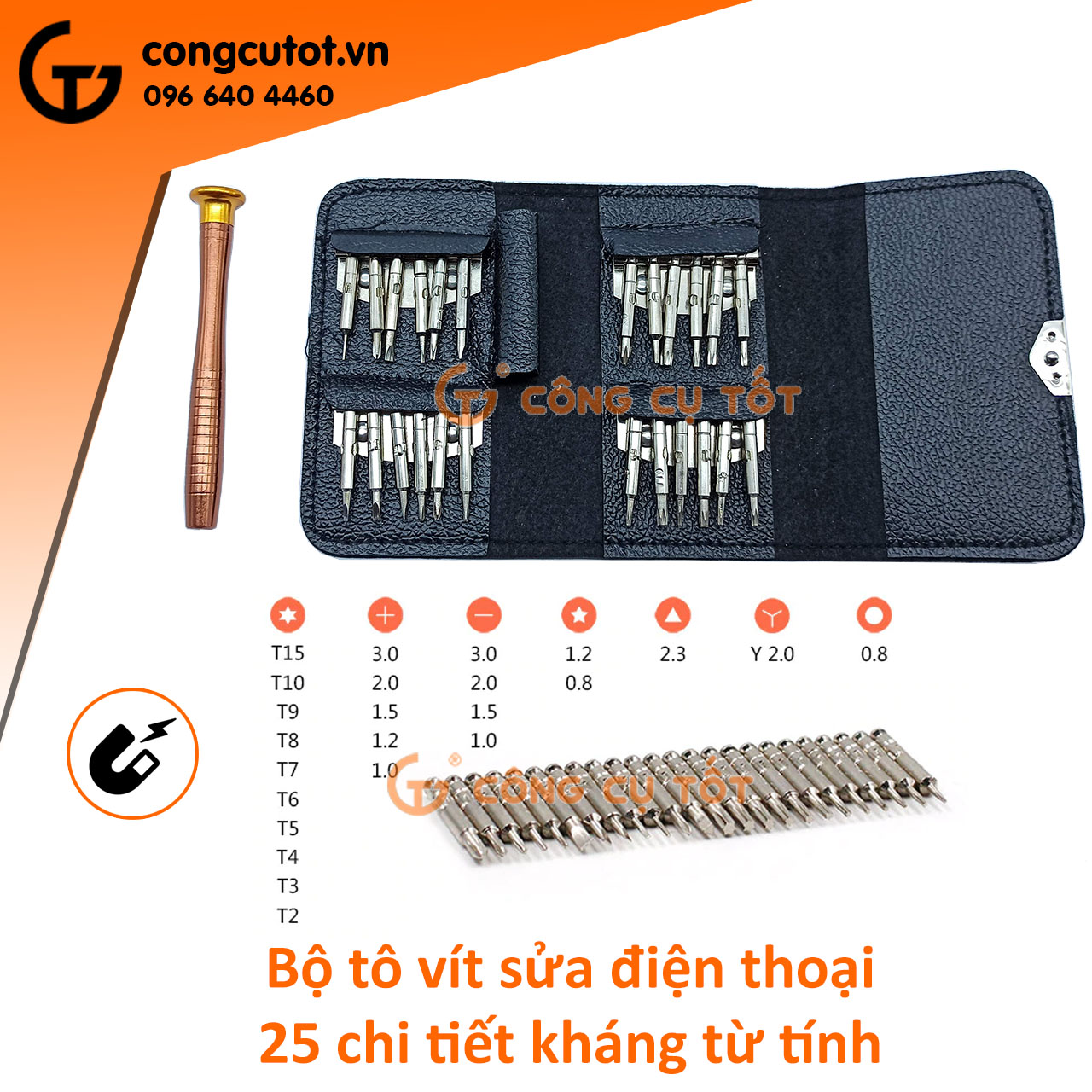 Bộ tô vít sửa điện thoại - bộ tô vít ví da 25 đầu