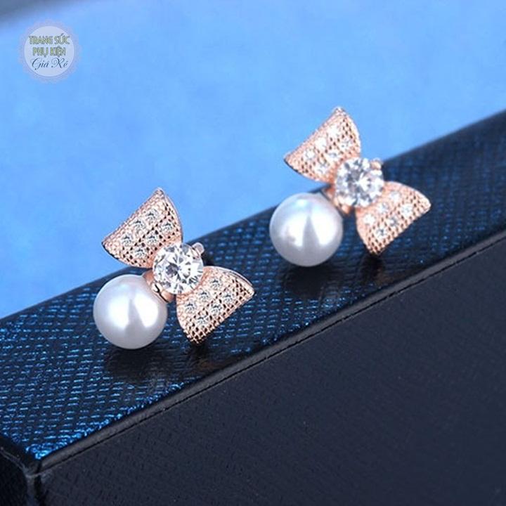 Bông tai nơ hạt châu mẫu mới ht205 s925
