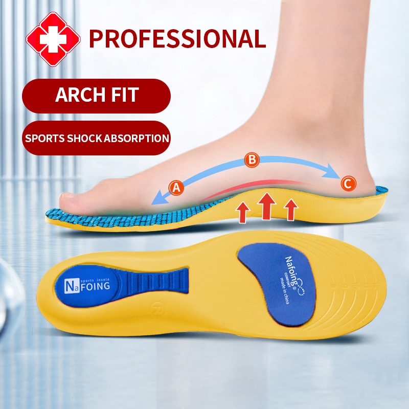  Orthopedic Insoles for Feet Sport Shock-absorbing Insole Shoes Arch Support Plantar Fasciitis Templates Pad Women Men Insert 