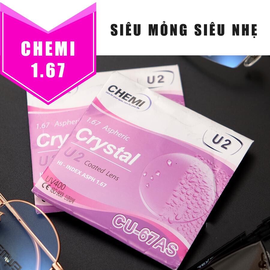 Tròng kính 1.67 chemi siêu mỏng chính hãng