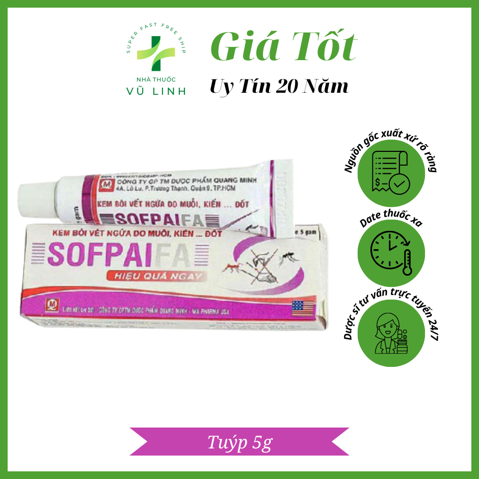 Kem bôi da sofpai fa làm dịu vết thương do muỗi, kiến, ong và côn trùng cắn - sofpaifa