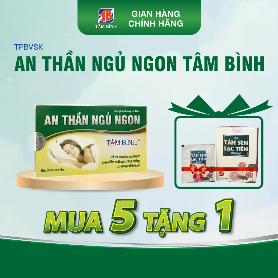An thần ngủ ngon Tâm Bình (30v) - Hỗ trợ giảm mất ngủ, ngủ không sâu giấc, lo âu, căng thẳng