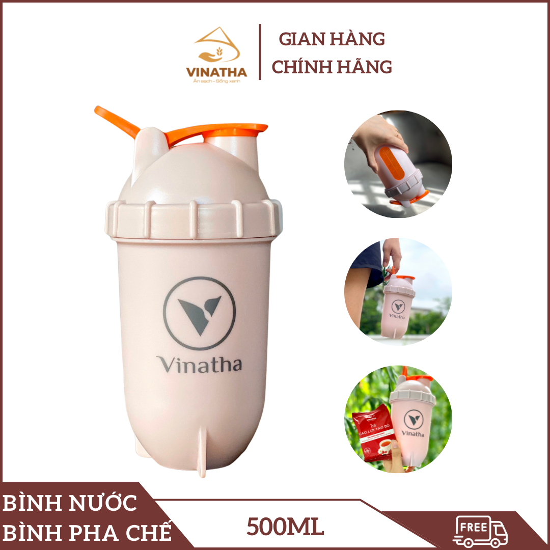 Bình nước, bình lắc pha chế đồ uống, shaker tập gym vinatha, nhựa cao cấp chịu nhiệt 500ml