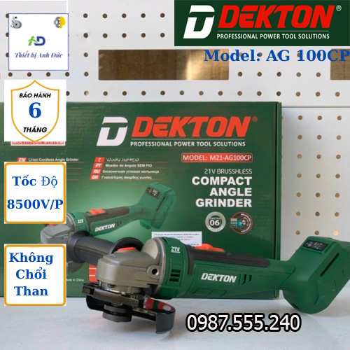 Thân máy mài dùng pin không than m21 dekton ag100cp 3 cấp tốc độ