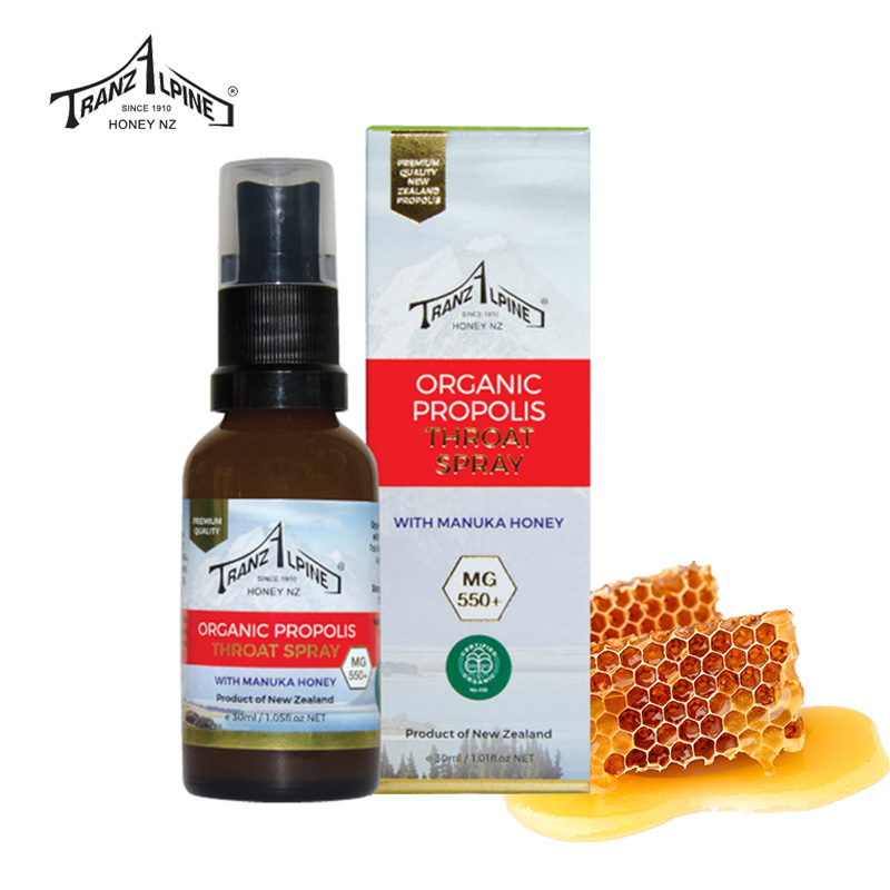 [HCM]Xịt họng keo ong Organic Propolis with Manuka Honey MG550+ kháng khuẩn giảm ho đau họng