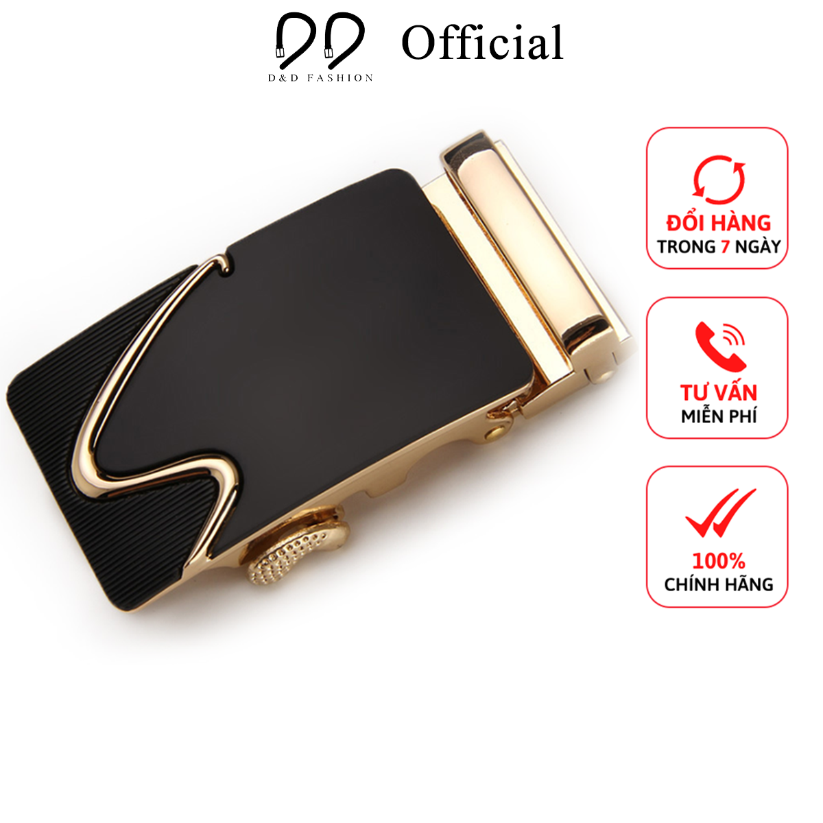 Đầu khóa thắt lưng nam chữ S vàng, mặt khóa tự động - D&D Fashion