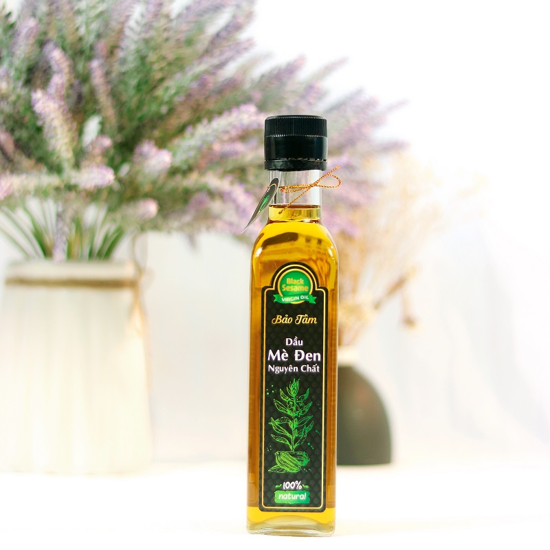 Dầu Mè đen Nguyên chất Bảo Tâm - Sản phẩm Thuần Chủng, Tự Nhiên - Gia Vị Tuyệt Vời Nấu Cháo, Nấu Canh, Trộn Salad - Hàng Chính Hãng - 250 ml