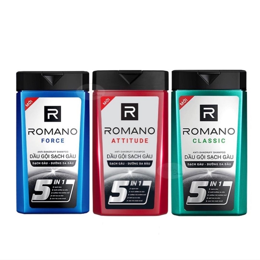 HCM-Dầu gội sạch gàu Romano 5in1 hương nước hoa 150g Classic , Attitude , Force