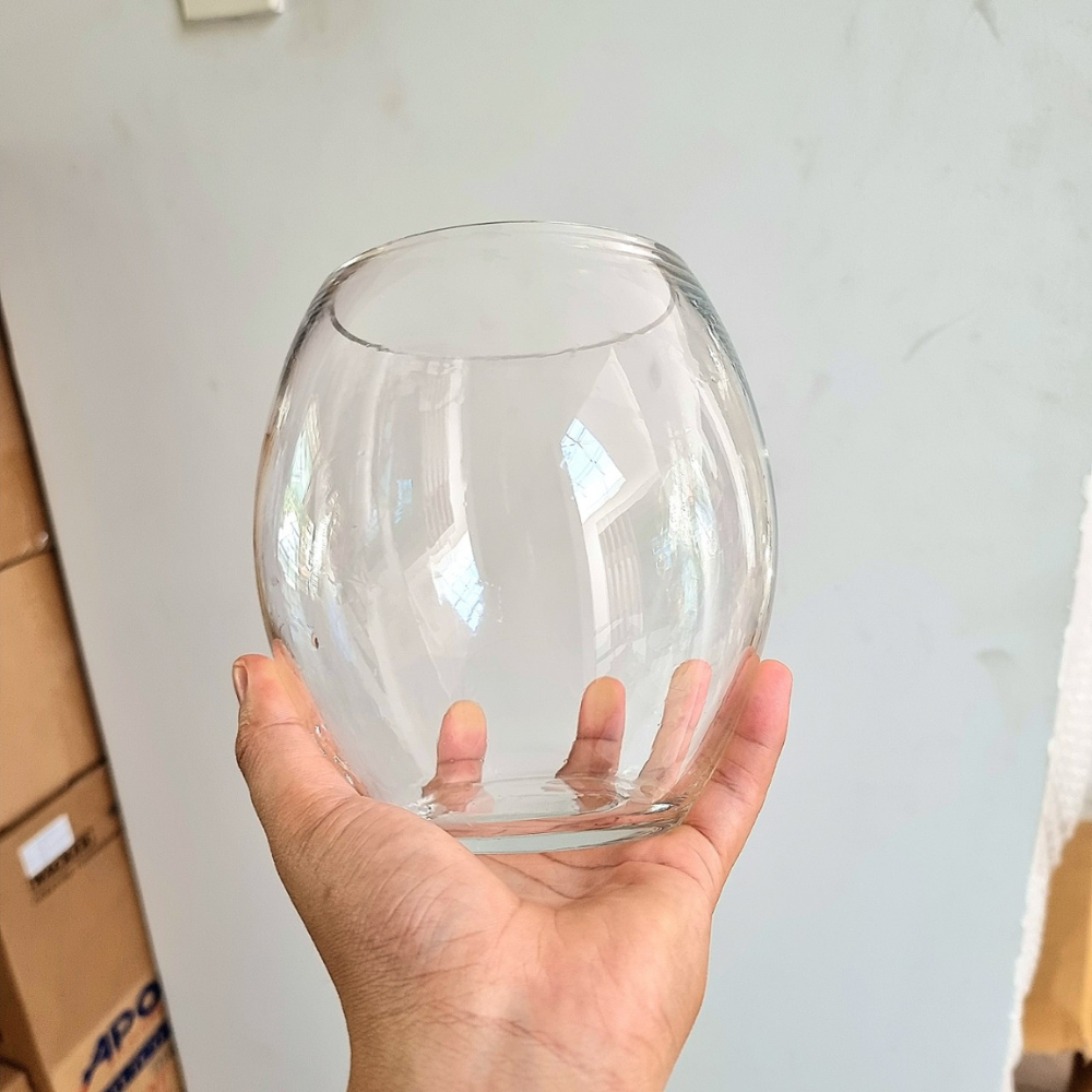 Chậu Thủy tinh Bầu Tròn Cao 15 - 20cm để bàn thích hợp trồng cây thủy canh hoặc nuôi cá cảnh