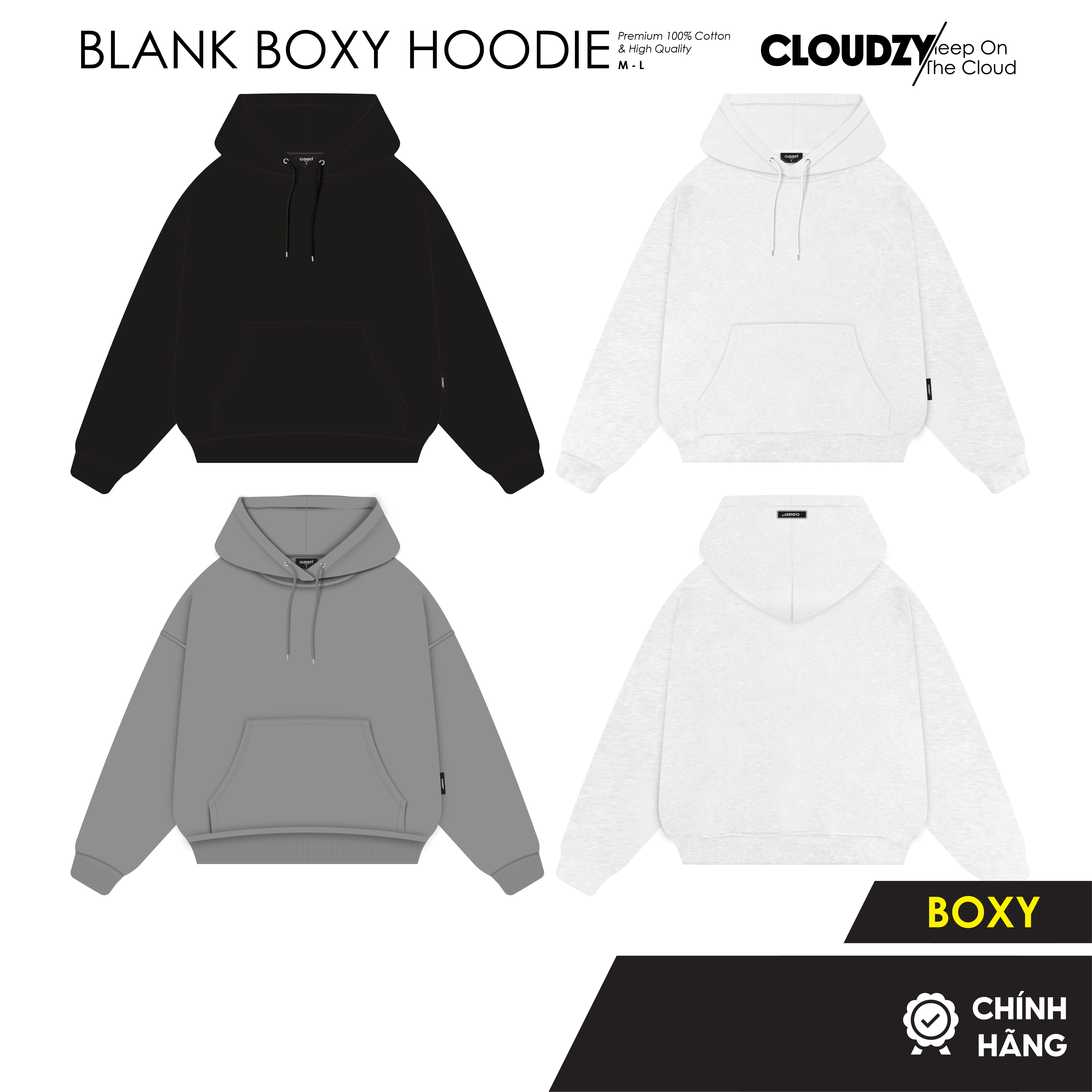 Áo khoác hoodie boxy nam nữ local brand HD BOXY TRƠN unisex form rộng nỉ bông dày mũ to 2 lớp basic