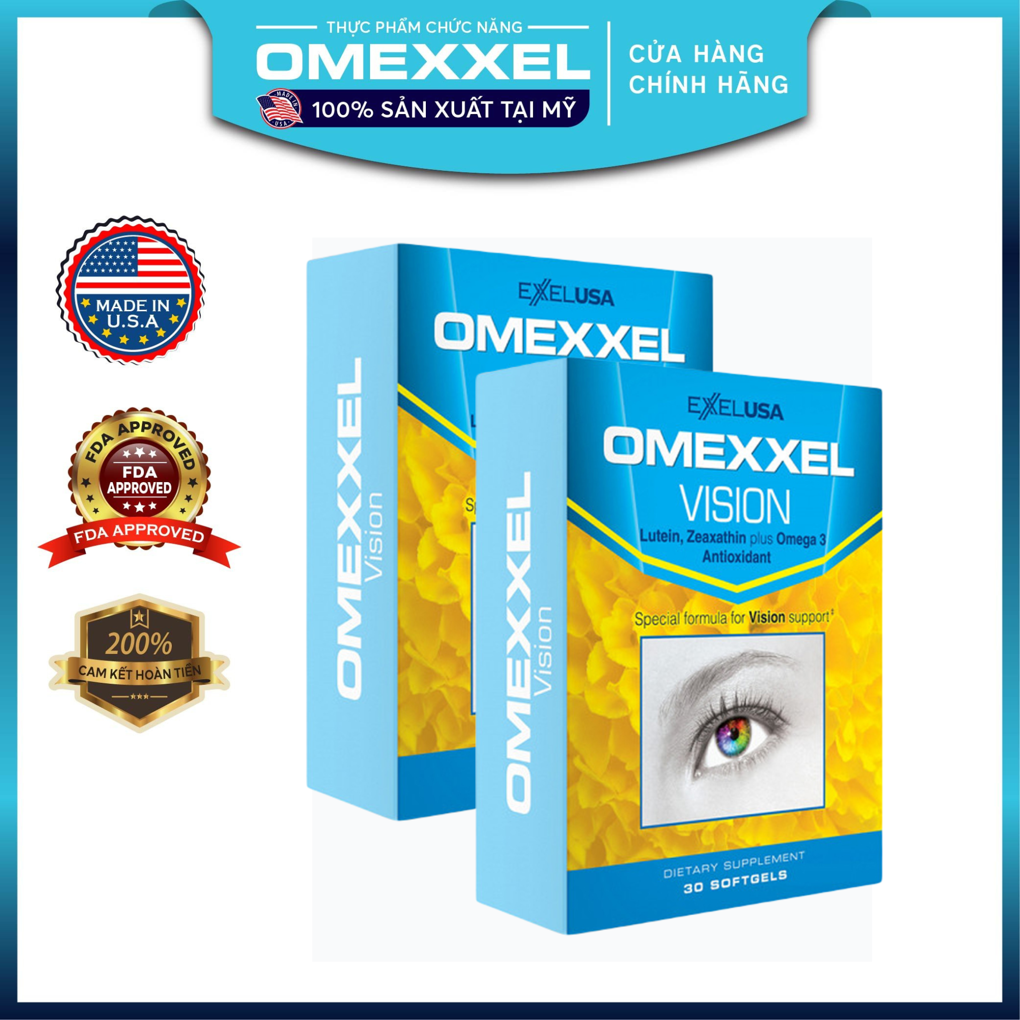 Combo 2 hộp Viên Uống Bổ Mắt Omexxel Vision (Hộp 30 Viên)