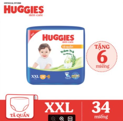 [GIFT] Tã/bỉm quần HUGGIES SKINCARE gói JUMBO size XXL28 miếng