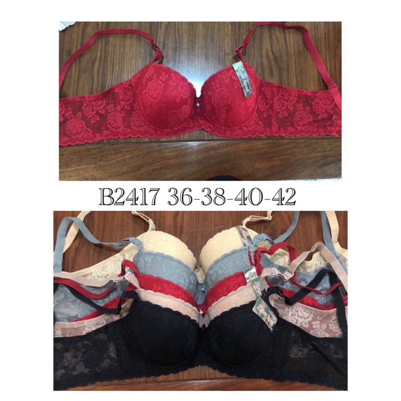 Áo ngực áo lót nữ Thái Lan Sisterhood 2417 áo ngực big size bản to cup C ren hoa hồng có gọng không mút size 36 - 42