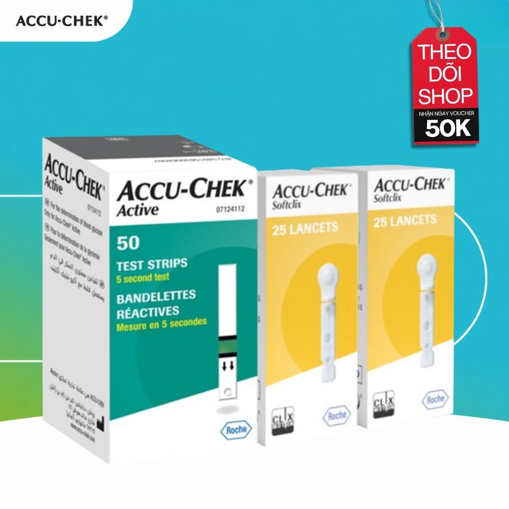 Combo 50 Que Thử Đường Huyết ACCU-CHEK® Active & 50 Kim Lấy Máu ACCU-CHEK® SoftClix