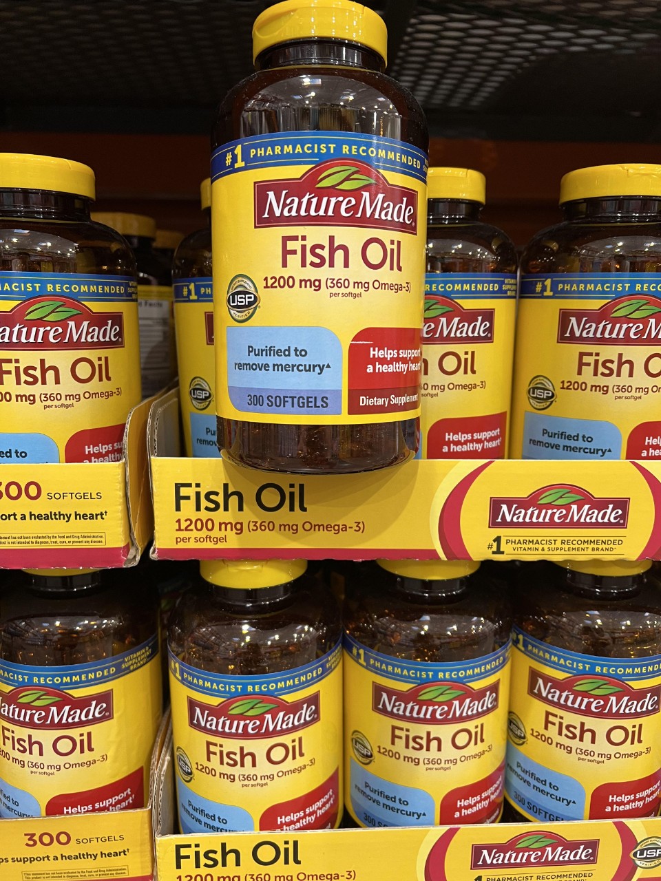 Fish oil Nature made omega 3 1200mg  Dầu cá + omega3, 300 viên nang mềm
