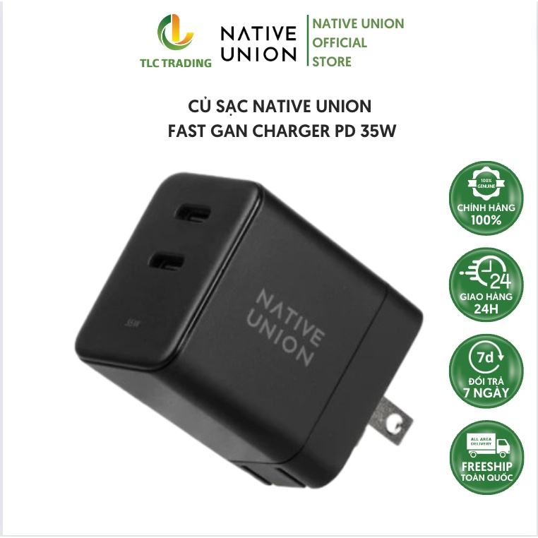 Củ sạc native union fast gan charger pd 35w - hàng chính hãng