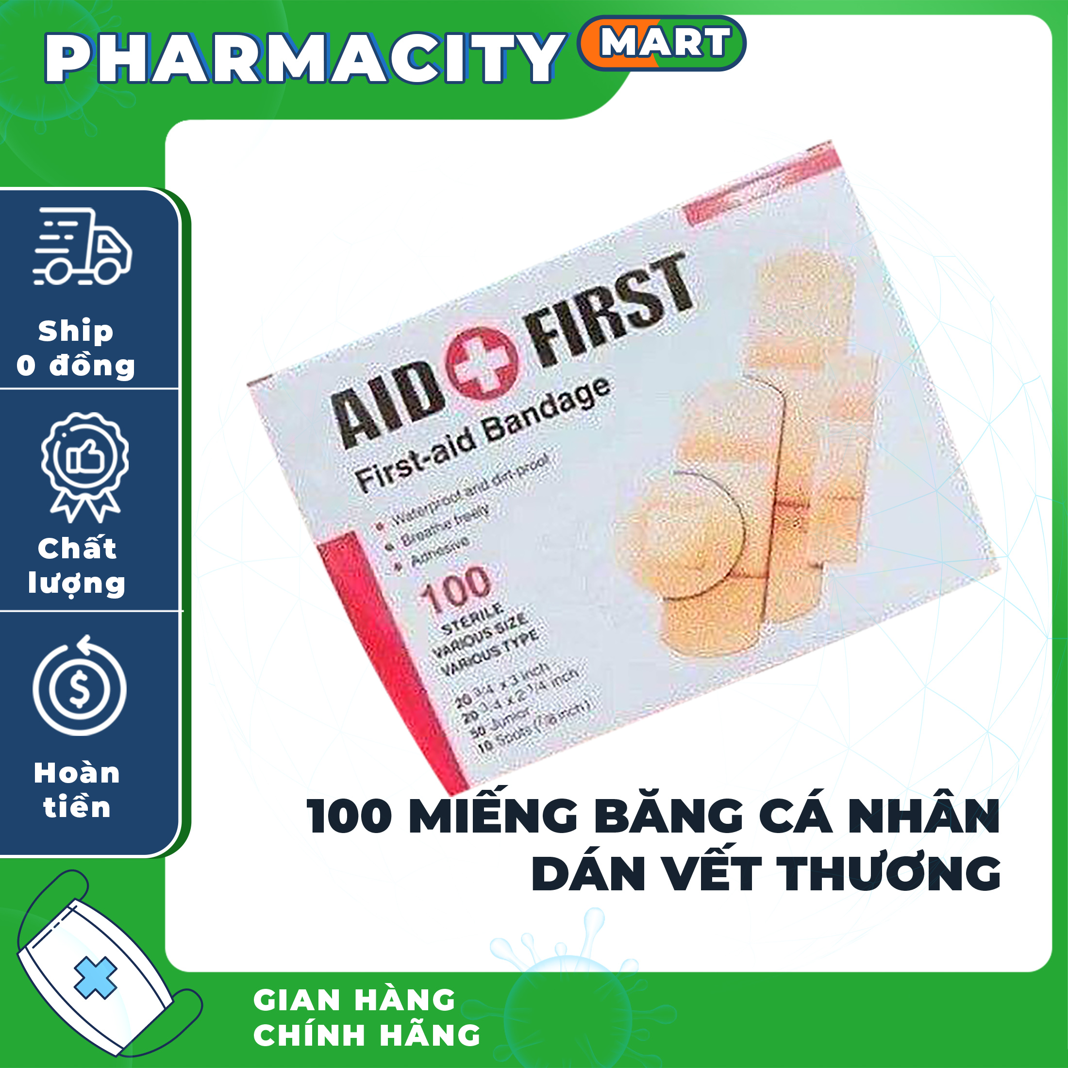 Hộp 100 Miếng Băng Cá Nhân Dán Vết Thương Urgo Aid First