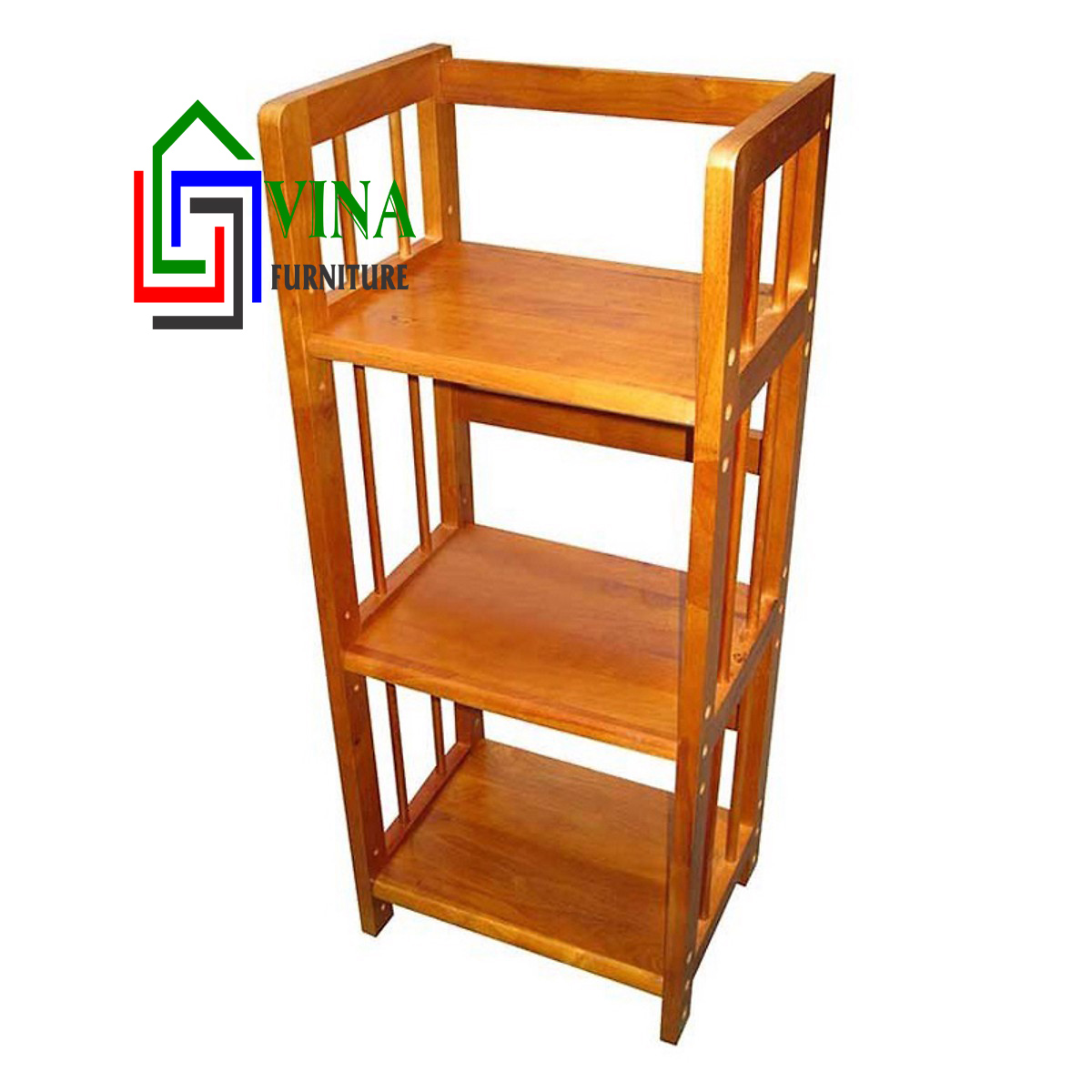 kệ sách gỗ 3 tầng ks4T4- Kệ trang trí- hàng cao cấp xuất khẩu gỗ cao su tự nhiên.