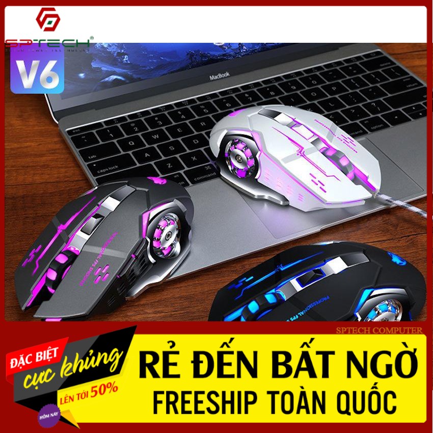 Chuột gaming dây 💎𝓕𝓡𝓔𝓔𝓢𝓗𝓘𝓟💎 mouse có dây gaming t-wolf v6 sptech computer