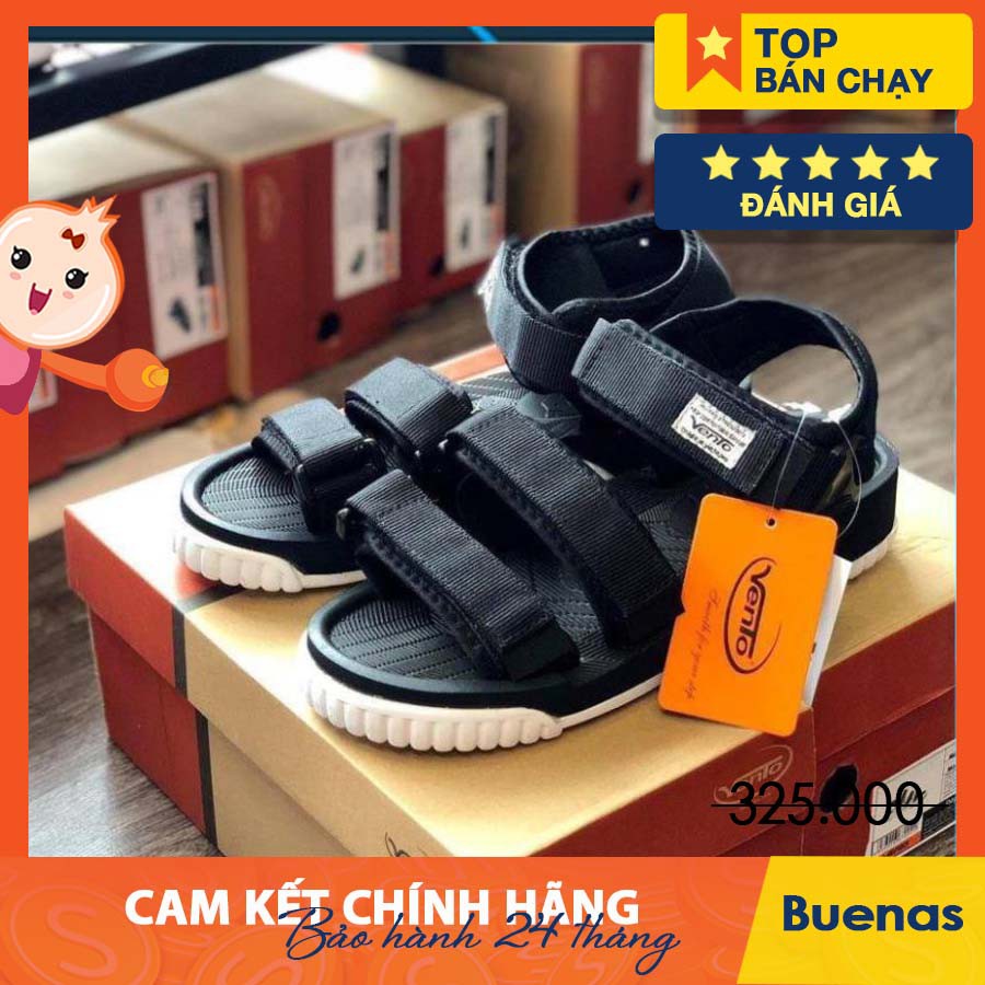 Giày sandal vento nam nữ chính hãng 9801-đen đế trắng - giày dép quai hậu học sinh