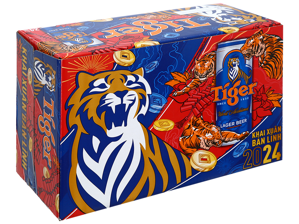 Thùng 24 lon bia Tiger lon cao 330ml