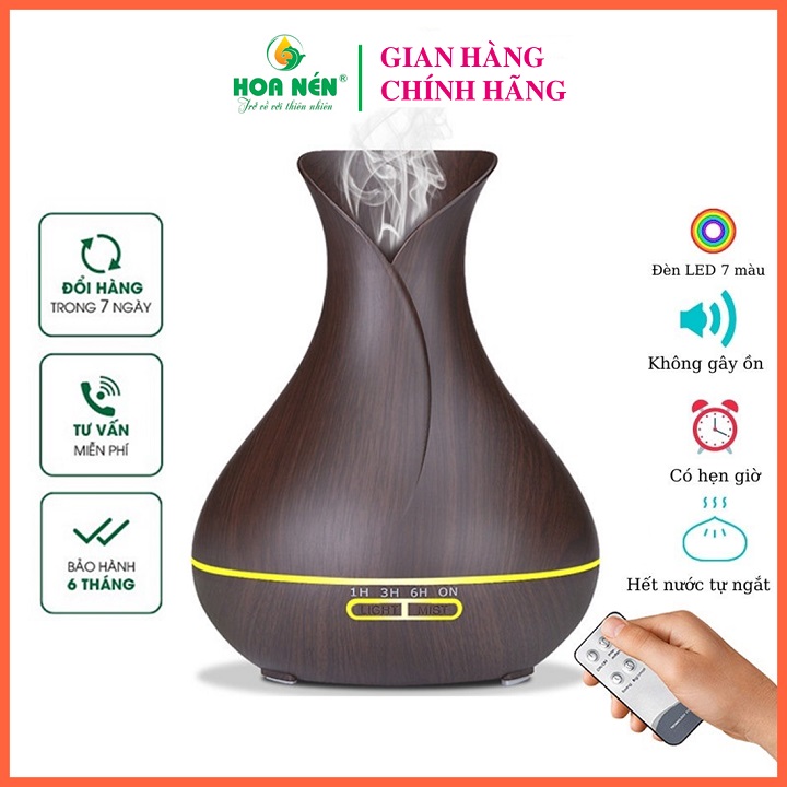 Máy khuếch tán tinh dầu Tuylip 500ml - Thiết kế sang trọng, bảo hành 6 tháng, tặng kèm tinh dầu nguyên chất