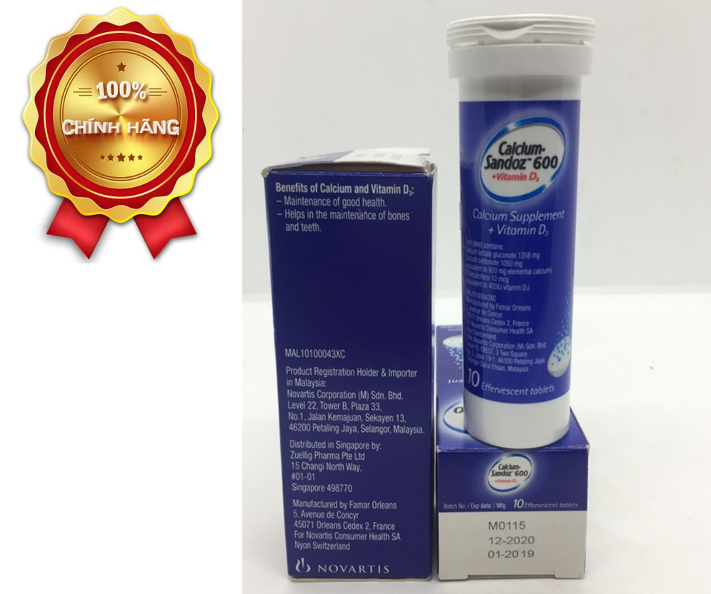 Bổ sung Canxi và vitamin D, giúp xương chắc khỏe, phát triển chiều cao - Viên nén sủi bọt Calci D-HASAN 600/400 - Hộp 10 viên