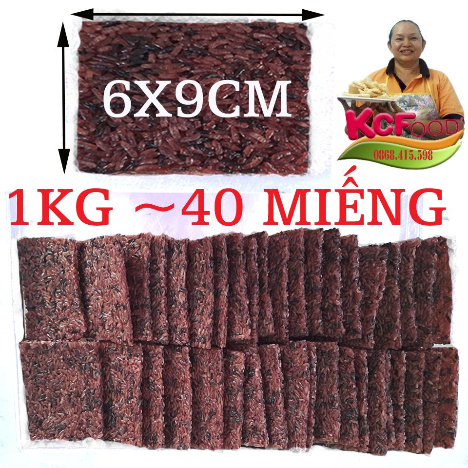 Cơm cháy tươi chưa chiên Kim Chi Nếp Than loại 6x9cm 1kg ~ 40 miếng