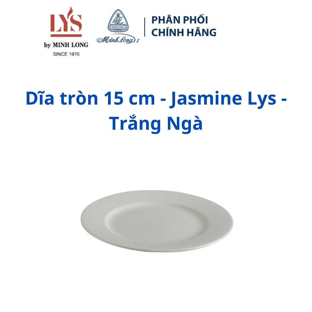 Dĩa tròn 15 cm jas lys trắng ngà - gốm sứ cao cấp minh long i