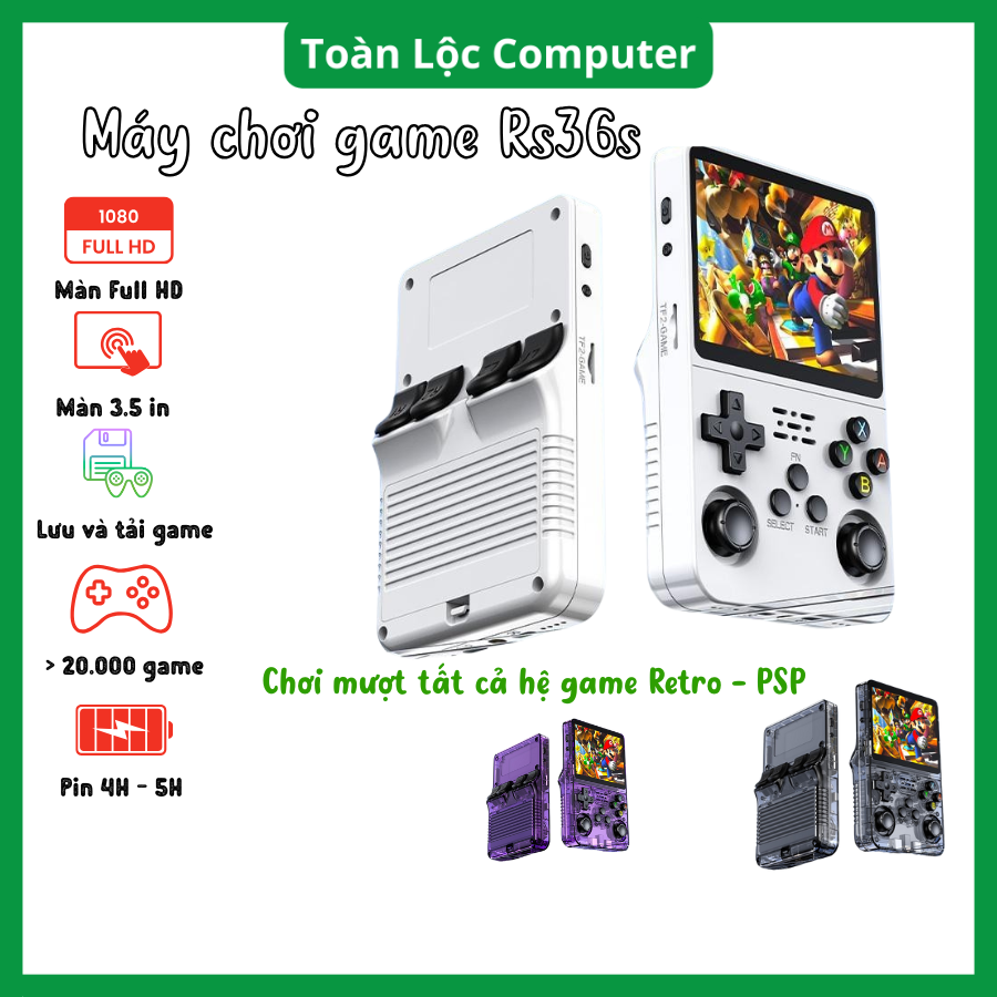 Máy Chơi Game Cầm Tay Mini RS36s Giá Rẻ Cấu Hình Mạnh Chơi Nhiều Hệ Game Từ PSP PS1 Nes Snes Gbc Gba Gb bảo hành 12T