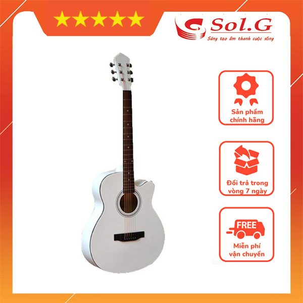 Đàn guitar acoustic va-4010wh màu trắng + phụ kiện dễ chơi - sol.g phân phối nhạc cụ phụ kiện chính hãng solg