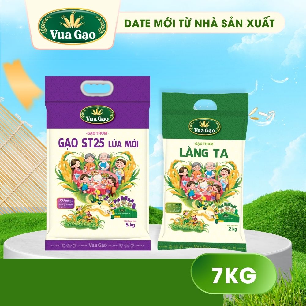 (Combo 7kg) Gạo Thơm ST25 Lúa Mới 5kg Và Gạo Làng Ta 2kg